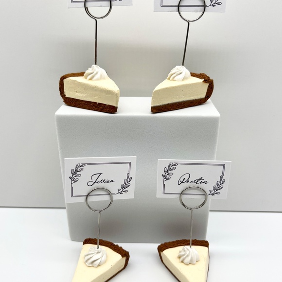 Cheesecake Place Card Holders – Handmade Mini Slice with Whipped Cream Dollop - Picture 4 of 11